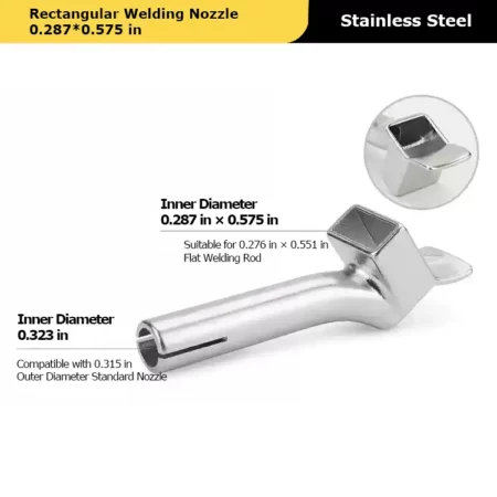 Rectangular Welding Nozzle 0.287*0.575 in for Vinyl Heat Gun