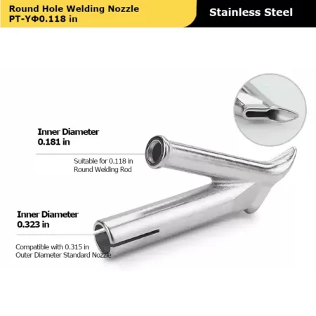 Round Hole Welding Nozzle PT-YΦ0.118 in for Vinyl Heat Gun
